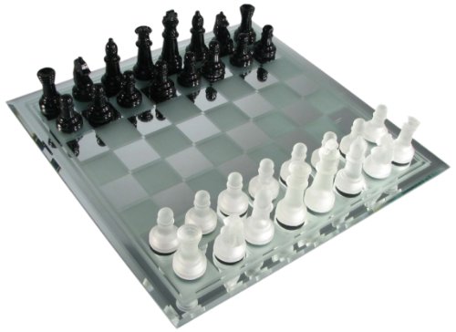 avant garde black frosted glass chess set