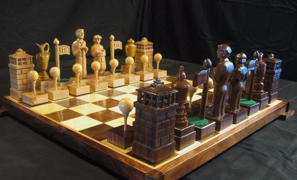 custom made chess board and pieces