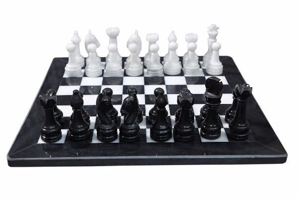 marble chess board and pieces