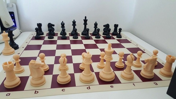 plastic chess board and pieces