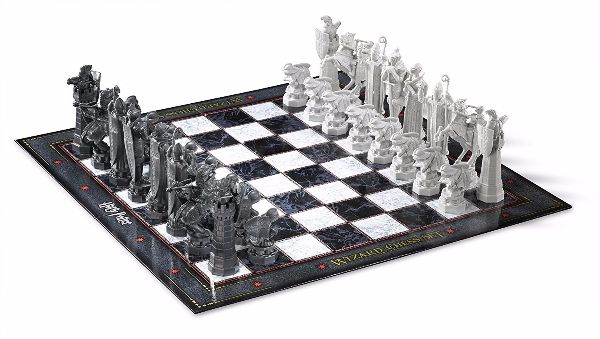 themed chess board and chess pieces 