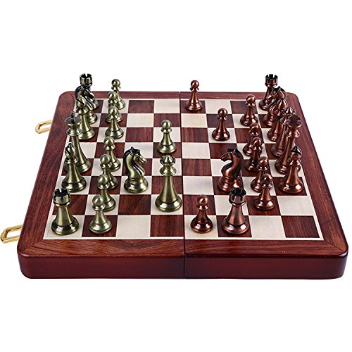Agirlgle International Chess Set with folding wooden chess board and Classic Handmade Standard pieces